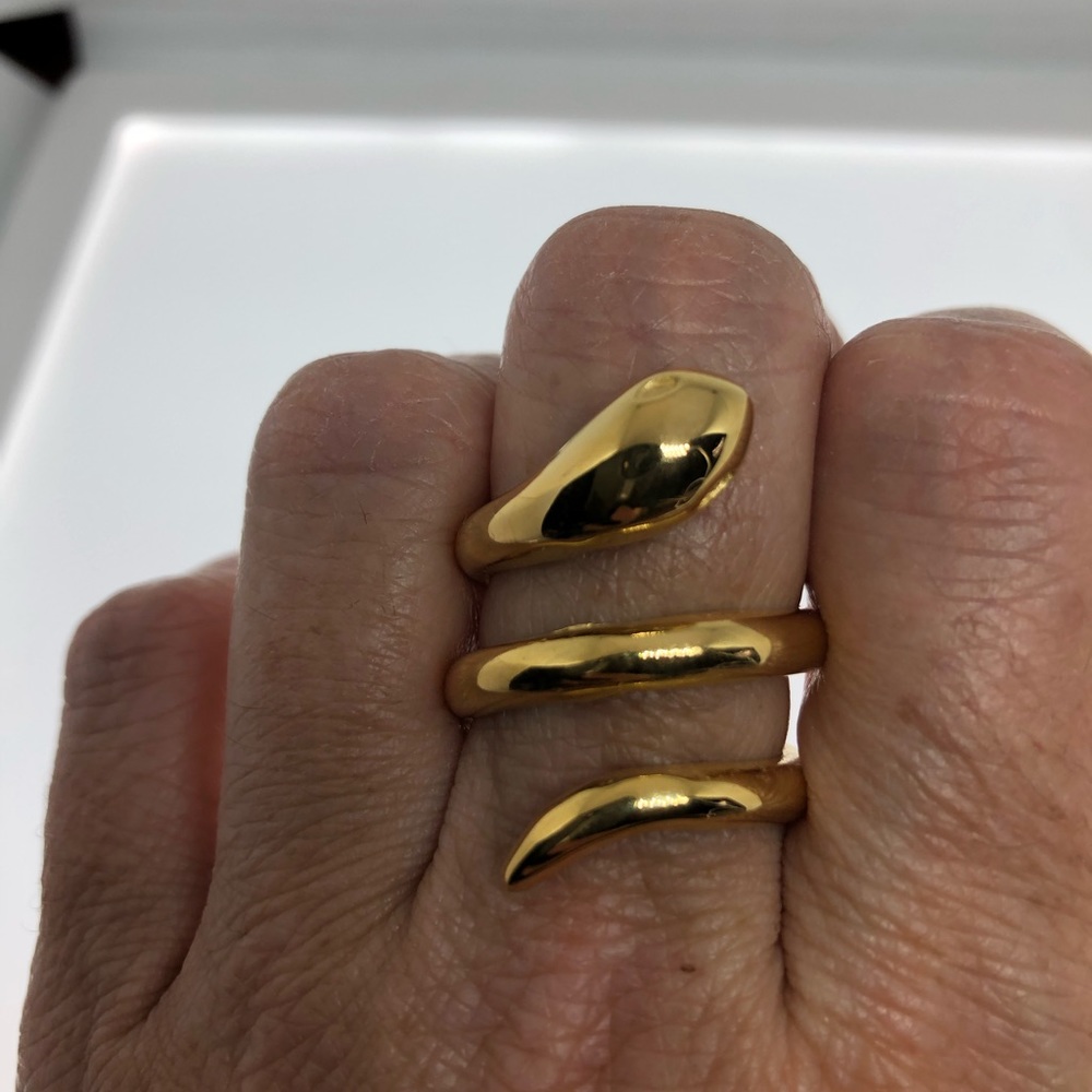 Vintage golden stainless steel snake ring